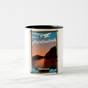 Martinsloch Switzerland travel poster Two-Tone Coffee Mug