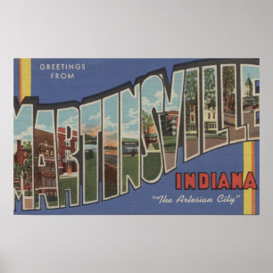 Martinsville, Indiana - Large Letter Scenes Poster