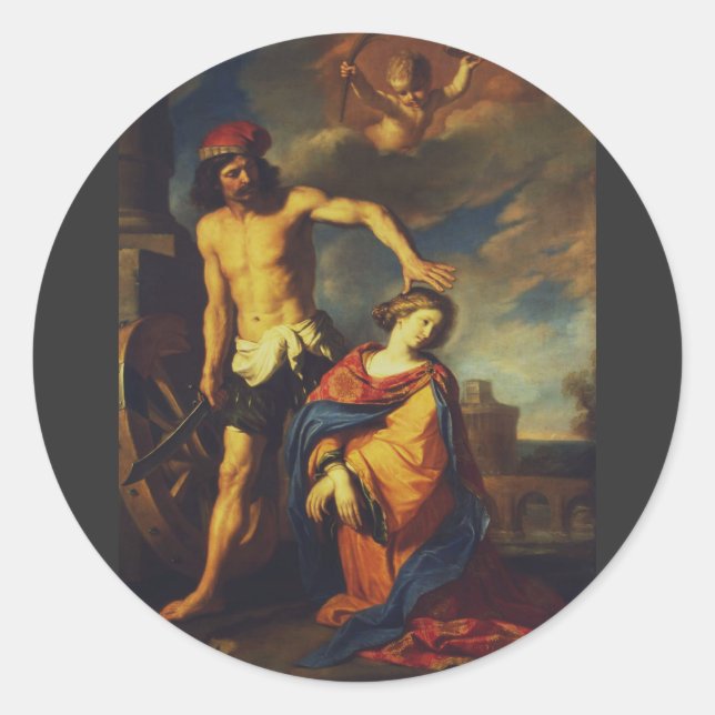 Martyrdom of St. Catherine Sacred Fine Art Collect Classic Round Sticker (Front)