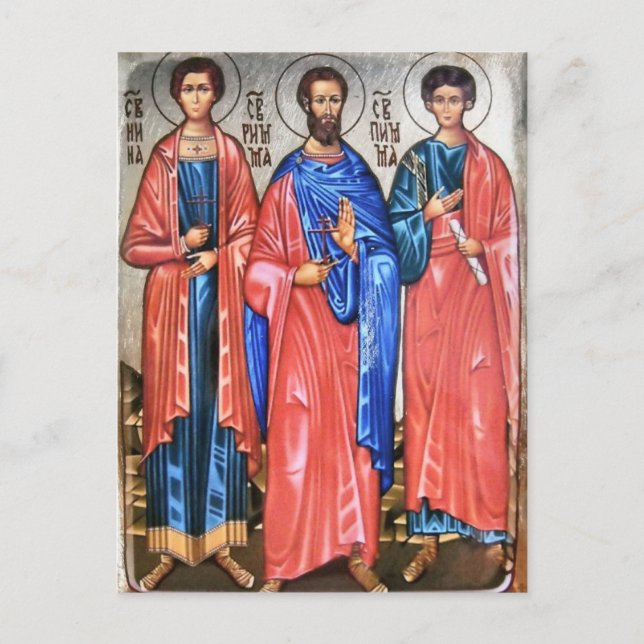 Martyrs Innas, Pinnas, and Rimmas Icon Postcard (Front)
