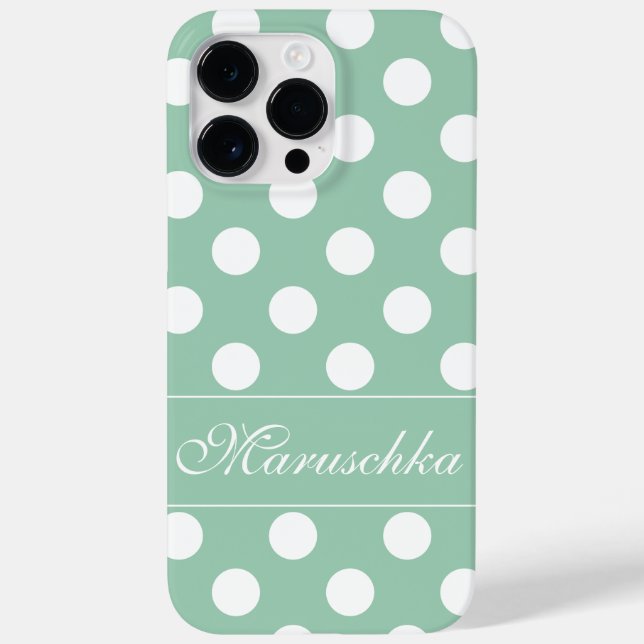 Maruschka - Your Custom Name, Big Polka Dots, Mint Case-Mate iPhone Case (Back)