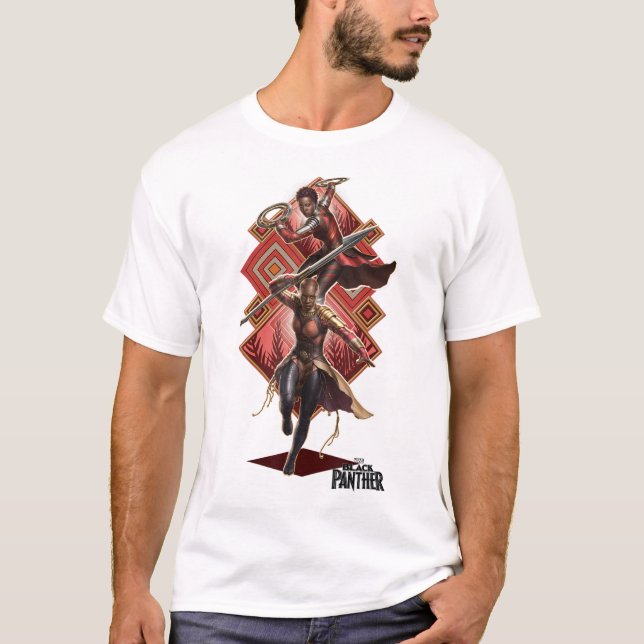 Marvel Black Panther Movie Okoye Nakia Diamond Pos T-Shirt (Front)