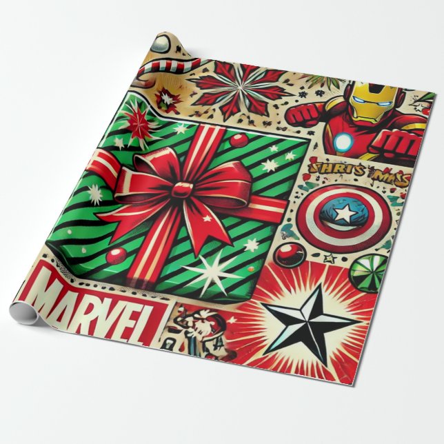 marvel christmas wrapping paper (Unrolled)