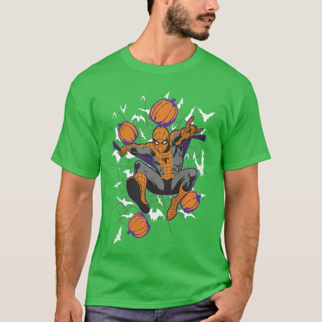 Marvel Comics Retro Classic Halloween SpiderMan Pu T-Shirt (Front)