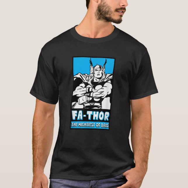 Marvel Fa Thor Mightiest Of Dads Retro Poster Fath T-Shirt (Front)