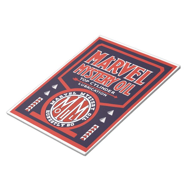 Marvel Mystery Oil vintage sign notepad (Angled)