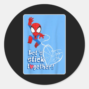 Marvel Spider-man Lets Stick Together Valentine Ca Classic Round Sticker