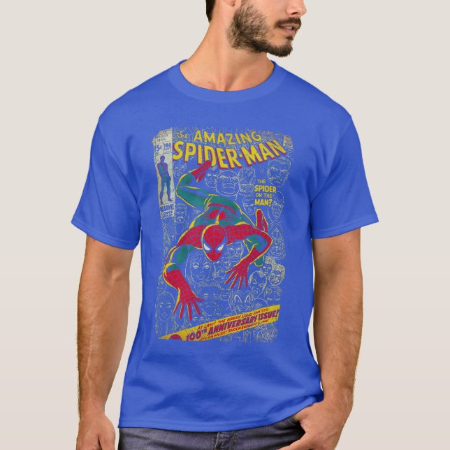 Marvel SpiderMan Comic Book Anniversary Short Slee T-Shirt (Front)