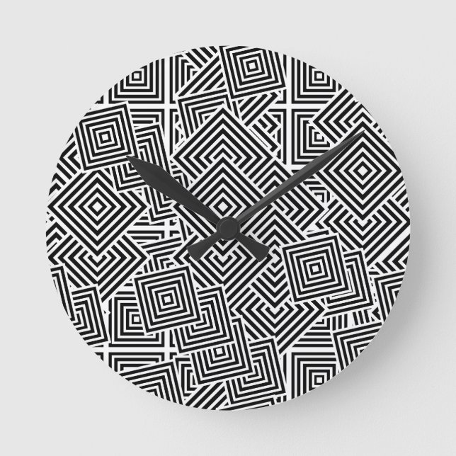 Marvellous black and white geometry round clock (Front)