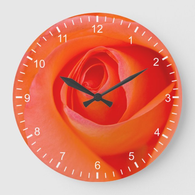 Marvellous Orange Rose Bud Large Clock (Front)