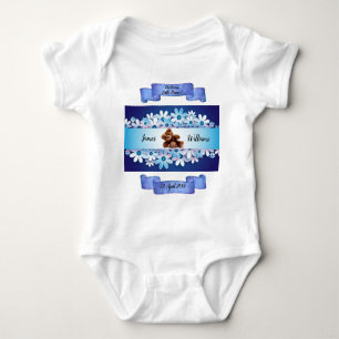 Marvellous Whimsical Blue Teddy Bear Personalise - Baby Bodysuit