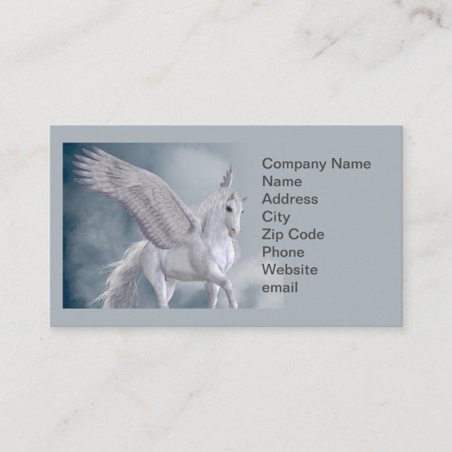 Marvellous White Pegasus Business Card (Front)