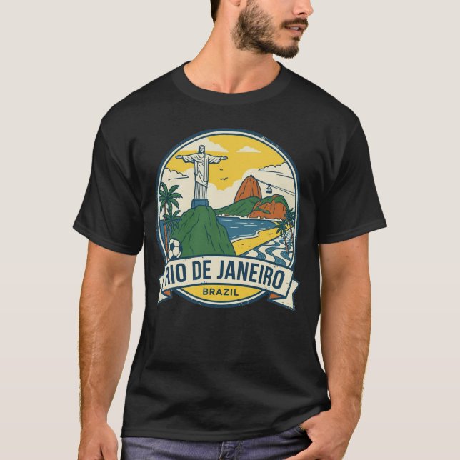 Marvelous City: Rio Skyline, Beach & Football T-Shirt (Front)