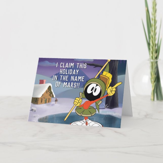 MARVIN MARTIAN™ Winter Cabin Holiday Card (Front)