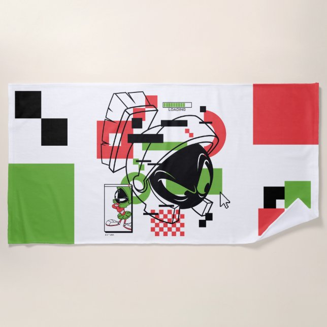 MARVIN THE MARTIAN™ Glitch Beach Towel (Front)