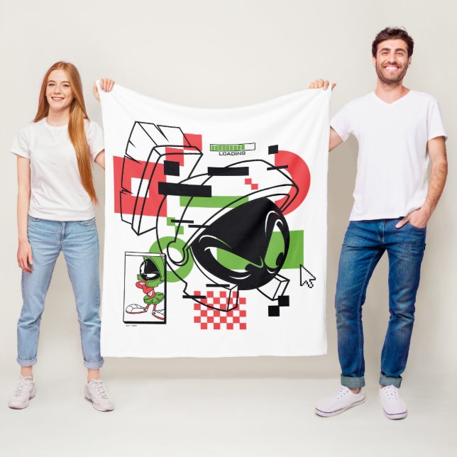 MARVIN THE MARTIAN™ Glitch Fleece Blanket (In Situ)