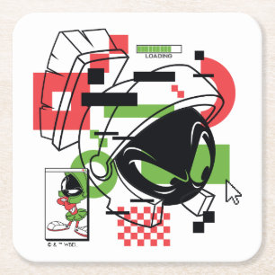 MARVIN THE MARTIAN™ Glitch Square Paper Coaster