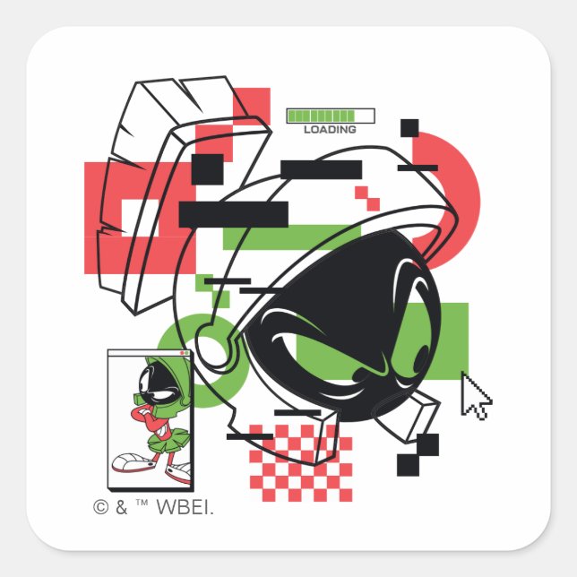 MARVIN THE MARTIAN™ Glitch Square Sticker (Front)