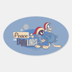 MARVIN THE MARTIAN™- Peace On Earthlings Oval Sticker