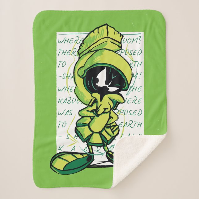 MARVIN THE MARTIAN™ Quote Sketch Sherpa Blanket (Front)