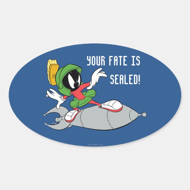 MARVIN THE MARTIAN™ Riding Rocket Oval Sticker (Front)