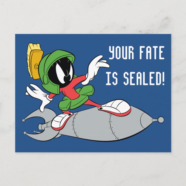 MARVIN THE MARTIAN™ Riding Rocket Postcard (Front)