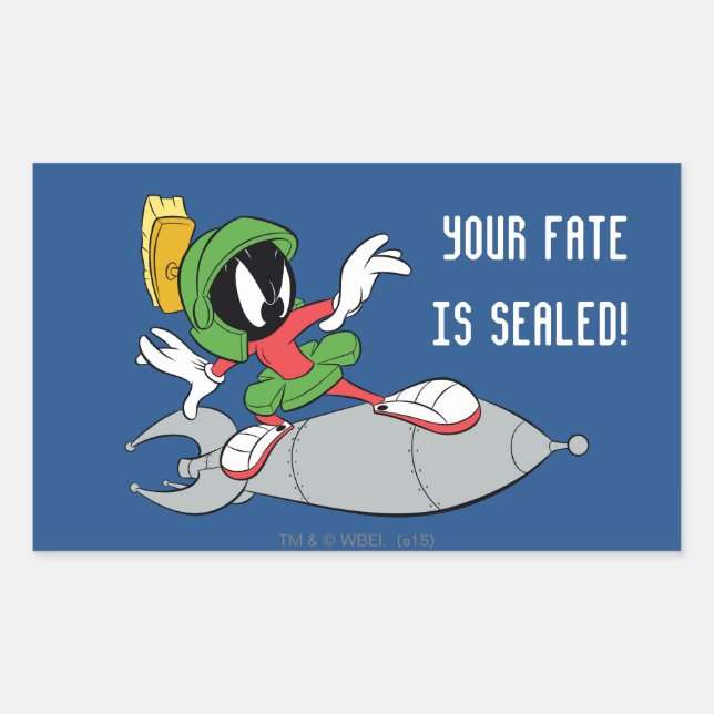 MARVIN THE MARTIAN™ Riding Rocket Rectangular Sticker (Front)