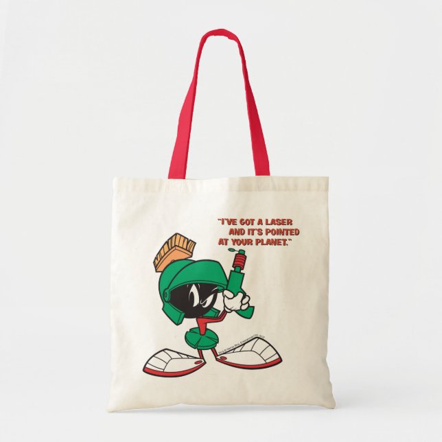 MARVIN THE MARTIAN™ with Laser Pointed Up Tote Bag (Front)