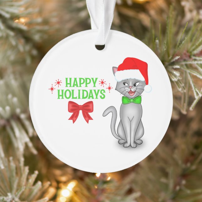 Marvin the Math Cat Acrylic Holiday Ornament (Tree)