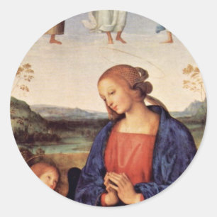 Mary Adoring The Child With The Archangel Gabriel Classic Round Sticker