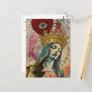 Mary and Angel Mixed Media Collage Postcard