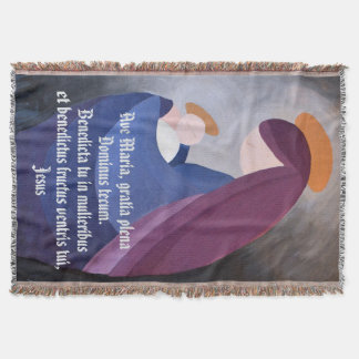 Mary and baby Jesus Ave Maria vintage painting Throw Blanket