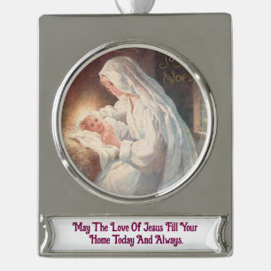 Mary And  Baby Jesus Banner Ornament