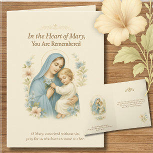 Mary and Baby Jesus Blue and Blush Flowers Thank You Card