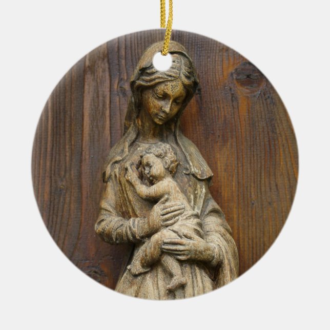 Mary And Baby Jesus Ceramic Tree Decoration (Front)