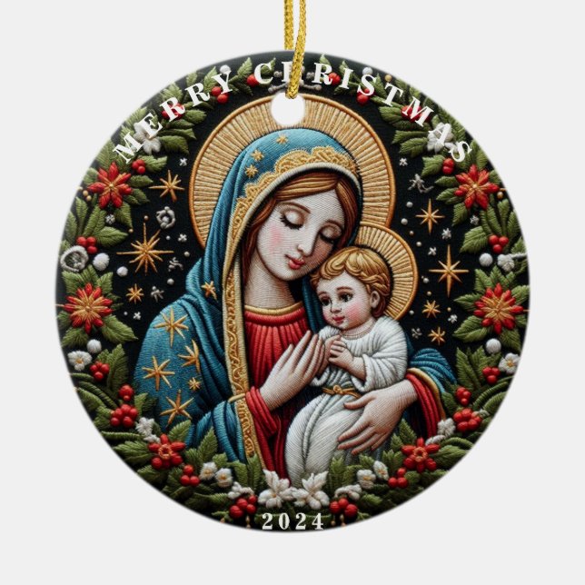 Mary and Baby Jesus Christmas Ornament (Front)
