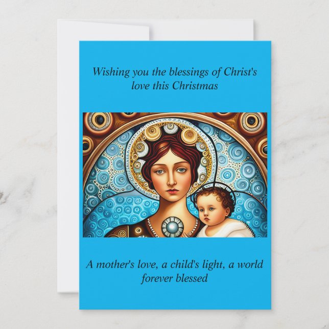 Mary and Jesus Christmas art and quote Holiday Card (Front)