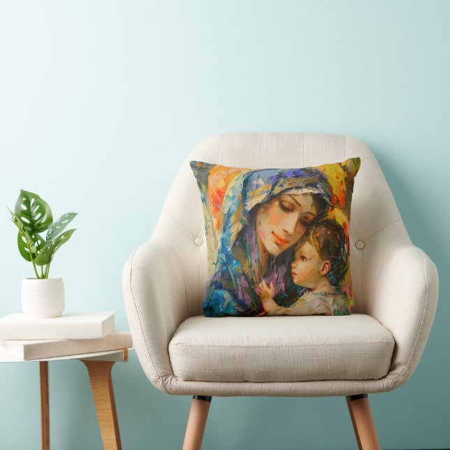 Mary and Jesus Expressionism Cushion (Chair)