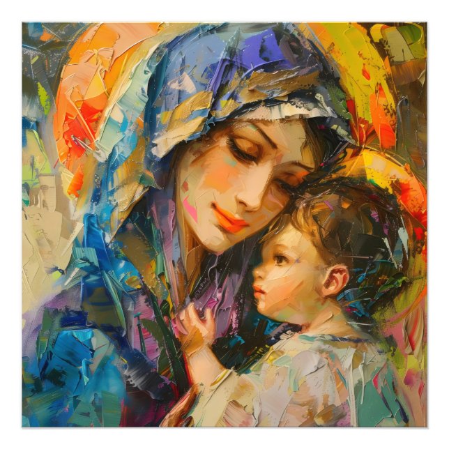 Mary and Jesus Expressionism Photo Print (Front)