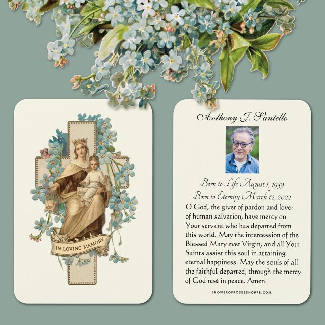 Mary and Jesus Funeral Memorial Prayer Holy Card (Traditional Catholic Funeral Memorial Prayer Cards)