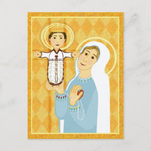 Mary and Jesus modern Catholic icon Postcard