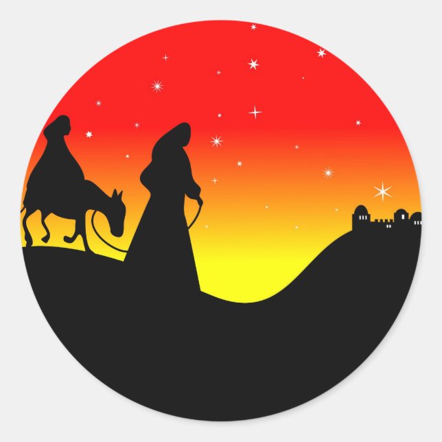 Mary and Joseph Classic Round Sticker (Front)