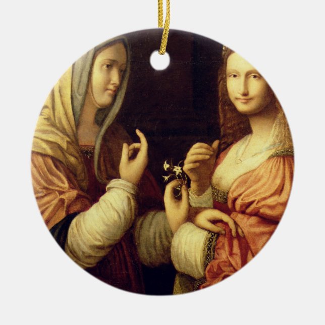 Mary and Martha (oil on panel) Ceramic Tree Decoration (Front)