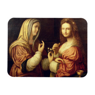 Mary and Martha (oil on panel) Magnet