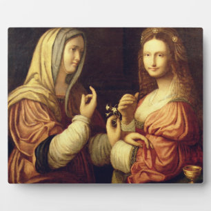 Mary and Martha (oil on panel) Plaque