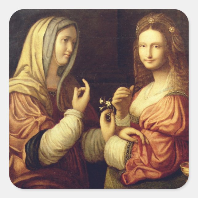 Mary and Martha (oil on panel) Square Sticker (Front)