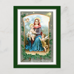 Mary Baby Jesus and Angel Postcard