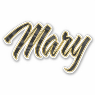 Mary black gold lettering sticker