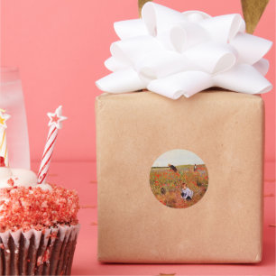 Mary Cassatt artwork, Red Poppies,  Classic Round Sticker