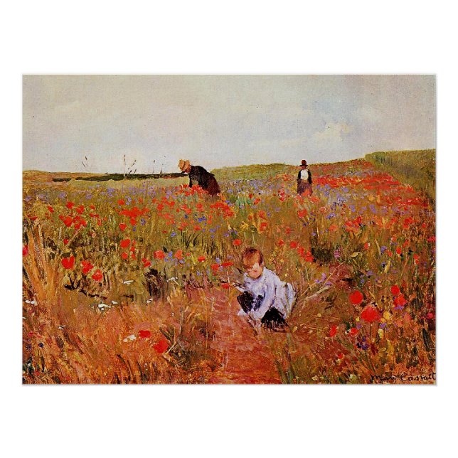 Mary Cassatt artwork, Red Poppies,  Poster (Front)